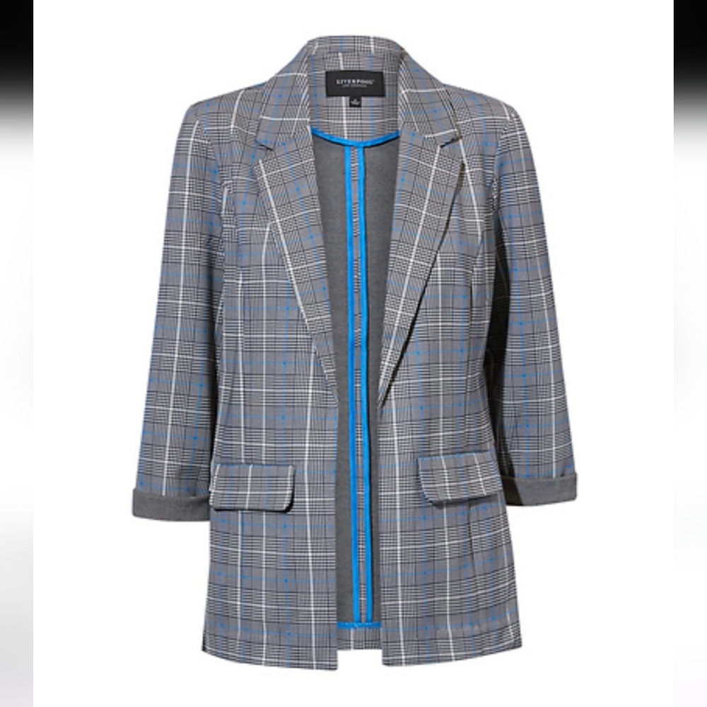 Plaid Women's Jacket - Gray and Blue